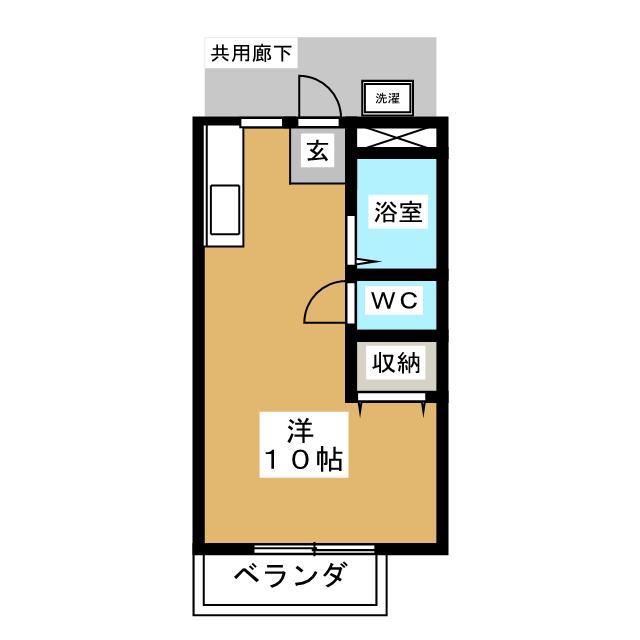 レインボーハイツ(ワンルーム/1階)の間取り写真