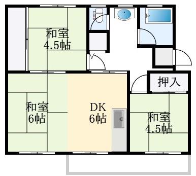狭山28号棟(3DK/1階)の間取り写真