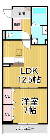 ヒカルサ尼崎神崎町(1LDK/1階)の間取り写真