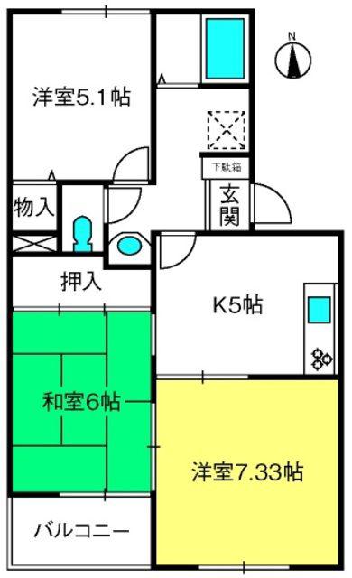 ボナール(3DK/1階)の間取り写真