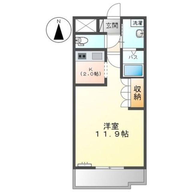 α E (1K/1階)の間取り写真