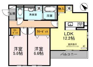 マレ・ドゥ・リベリュール(2LDK/2階)の間取り写真