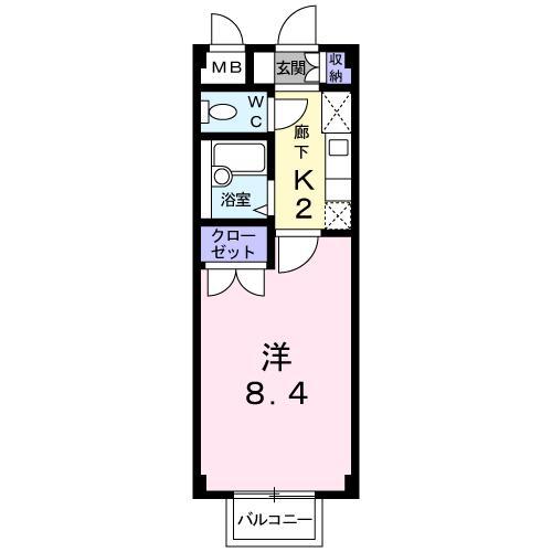 エスポワールB(1K/1階)の間取り写真