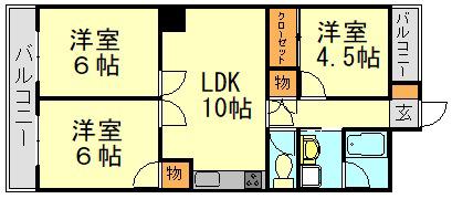 天神松井ビル(2LDK/4階)の間取り写真