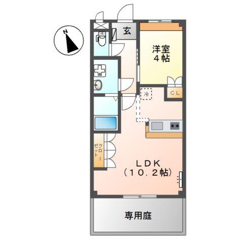 グリフィンドールII番館(1LDK/1階)の間取り写真