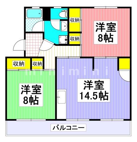 岩崎ビル(2LDK/2階)の間取り写真