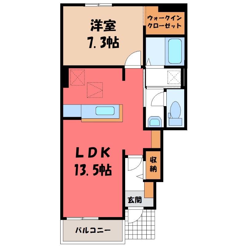 グラント ジェルメ弐番館(1LDK/1階)の間取り写真