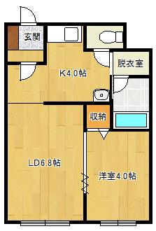 リッツアハイム稲田(1LDK/2階)の間取り写真