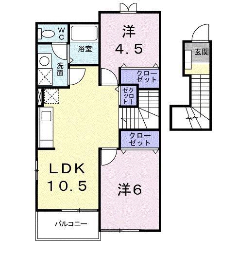 ベルクノア・E(2LDK/2階)の間取り写真