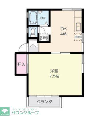サンハイツ(1K/2階)の間取り写真