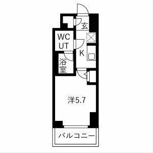クラリッサ横浜シエル(1K/3階)の間取り写真