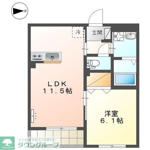 鶴見区下末吉マンション(1LDK/1階)の間取り写真