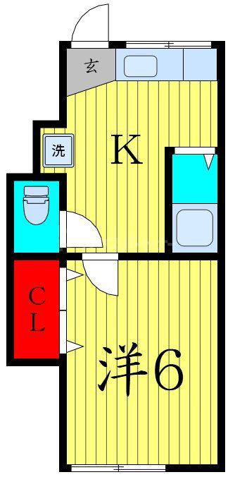 コーポ栄荘(1K/2階)の間取り写真