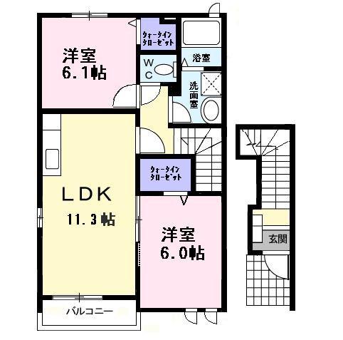 ハ-モニ-4(2LDK/2階)の間取り写真