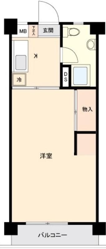 行徳マンション(1K/2階)の間取り写真
