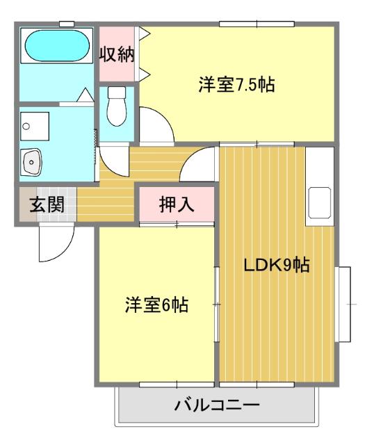 イーストビレッジ(2LDK/2階)の間取り写真