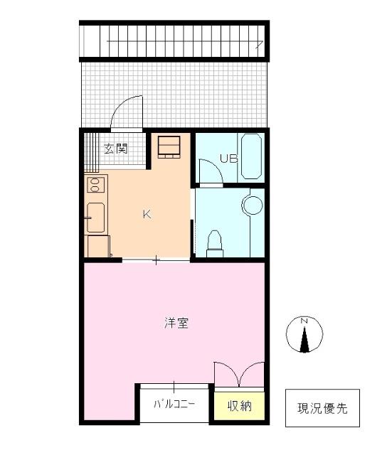 サンディハイツ鶴賀(1K/1階)の間取り写真