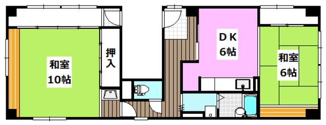 細川ビル(2DK/2階)の間取り写真
