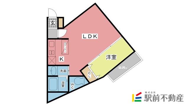 シャント西町(1LDK/4階)の間取り写真