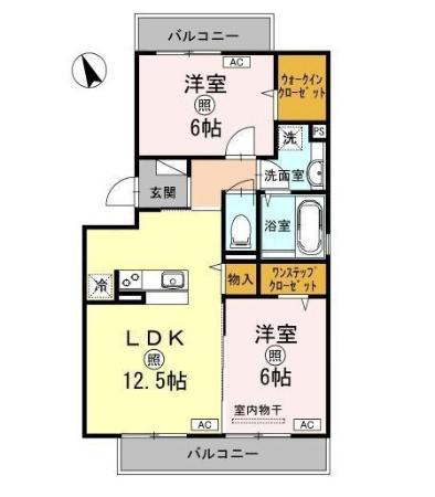 フォレスト・タツイ(2LDK/3階)の間取り写真