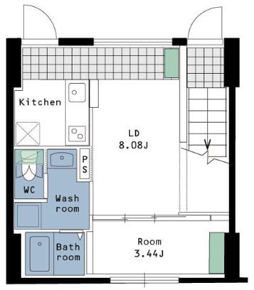 三軒茶屋ヒルズ(1LDK/1階)の間取り写真