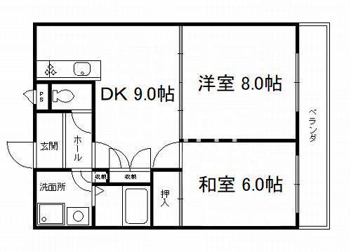 グリーンヴィレッジ吉田(2DK/2階)の間取り写真
