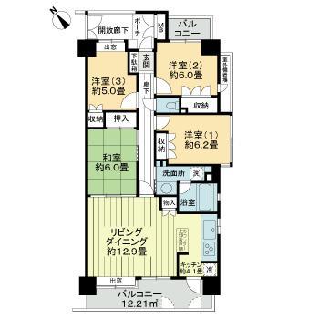 野村ステイツ河原町ガーデンスクエア(4LDK/4階)の間取り写真