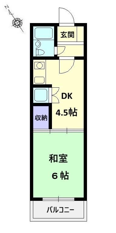 ダイアパレス万代(1DK/5階)の間取り写真
