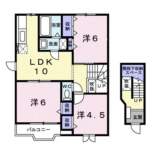 メゾン ソレイユB(3LDK/2階)の間取り写真