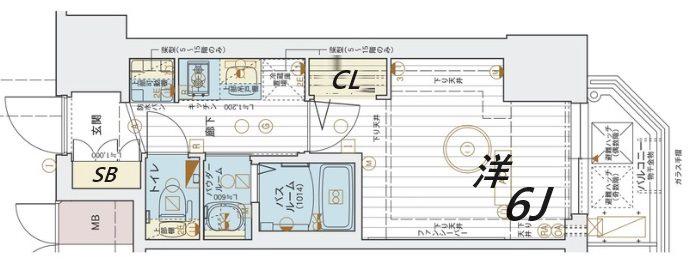 エステムコート新神戸II駅前山手(1K/8階)の間取り写真