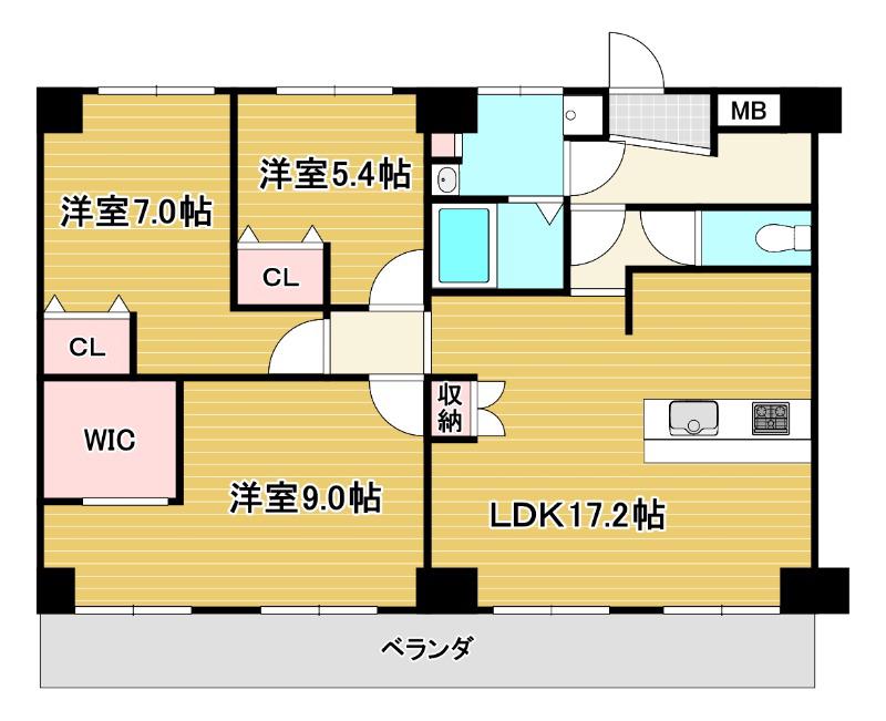 大拓ハイツ10(3LDK/6階)の間取り写真