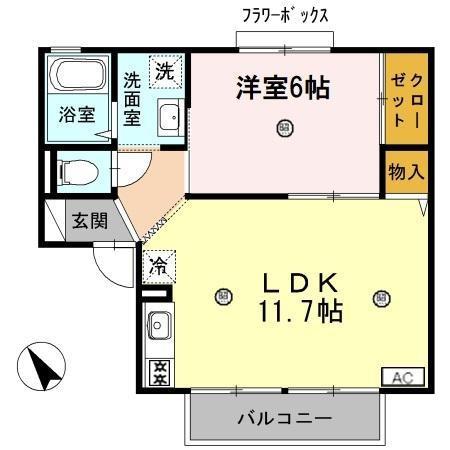 サニーコートA(1LDK/2階)の間取り写真