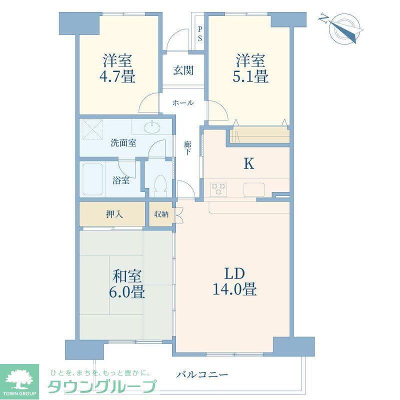 秋津コート(3LDK/7階)の間取り写真