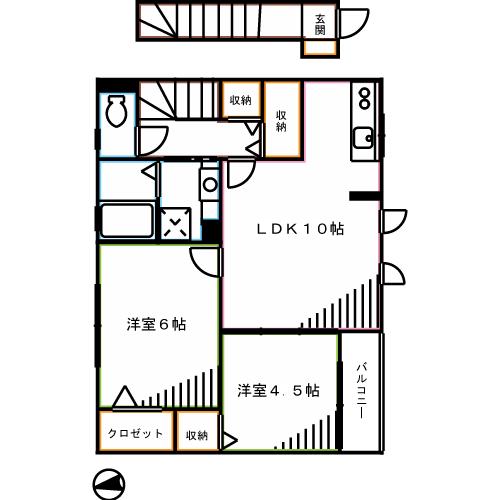 カサアグラダブレ(2LDK/2階)の間取り写真