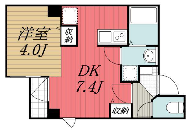オーシャンズレジデンス勝田台(1DK/2階)の間取り写真