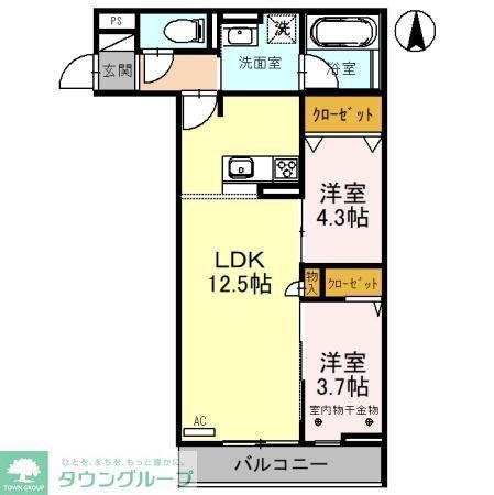 D-RESIDENCE所沢(2LDK/3階)の間取り写真
