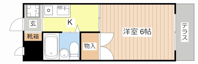 サンハイツ峯(1K/1階)の間取り写真