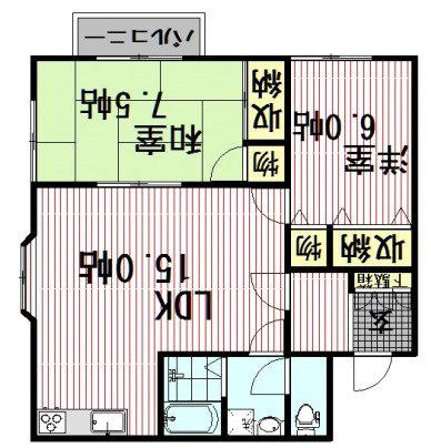 J HILL S(2LDK/2階)の間取り写真