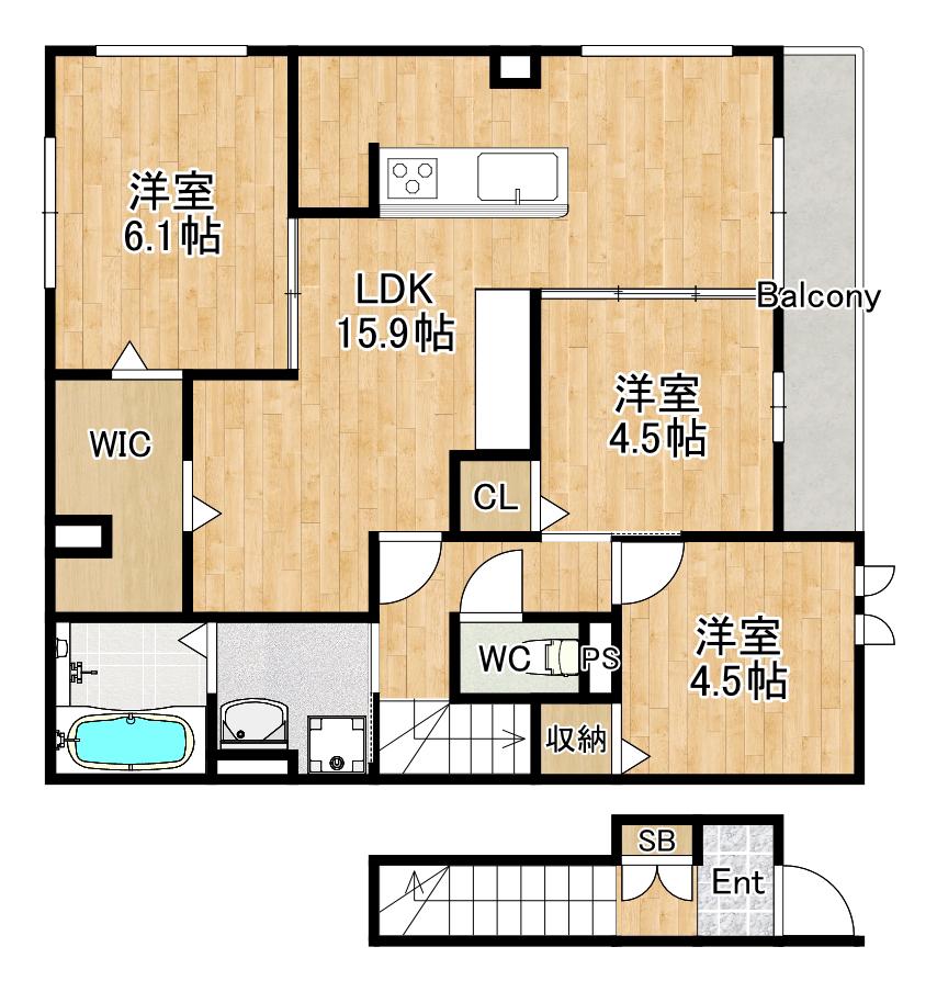 シエルコート(3LDK/2階)の間取り写真