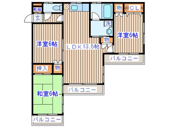 CORPO KYODAI C(3LDK/2階)の間取り写真