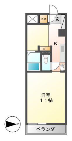 プリマヴェール名駅シュール(1K/7階)の間取り写真