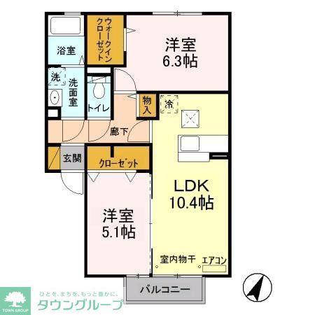 シャルムガーデンI(2LDK/1階)の間取り写真