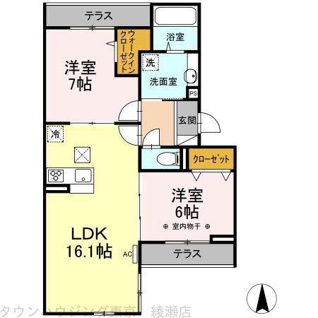 RIZIERE六町(2LDK/2階)の間取り写真