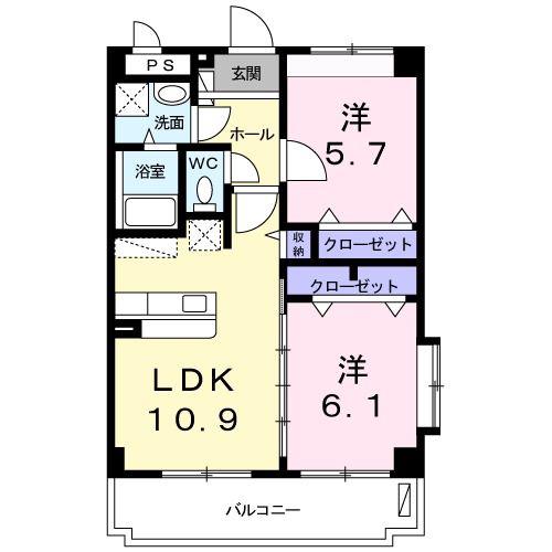 SEASRUO(2LDK/2階)の間取り写真