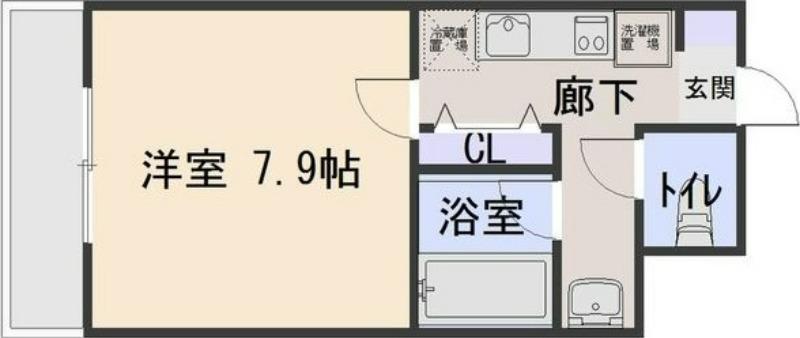 フロンティアU(1K/4階)の間取り写真