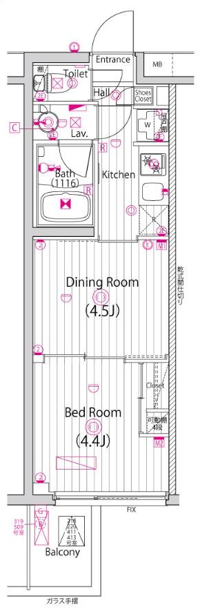ガーラ・グランディ元住吉(1DK/2階)の間取り写真