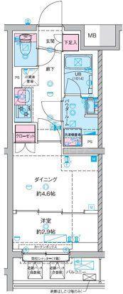 GENOVIA竹ノ塚(1DK/2階)の間取り写真