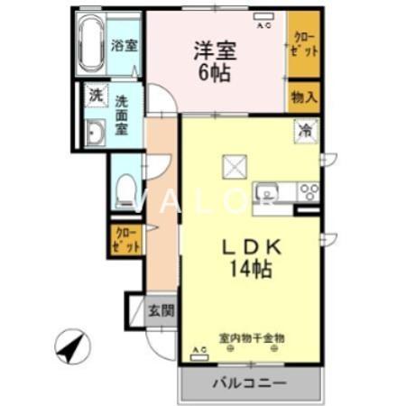 LUNE SOLEIL(1LDK/1階)の間取り写真