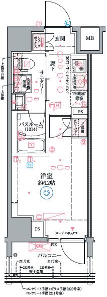 クレヴィスタ阪東橋III(1K/9階)の間取り写真