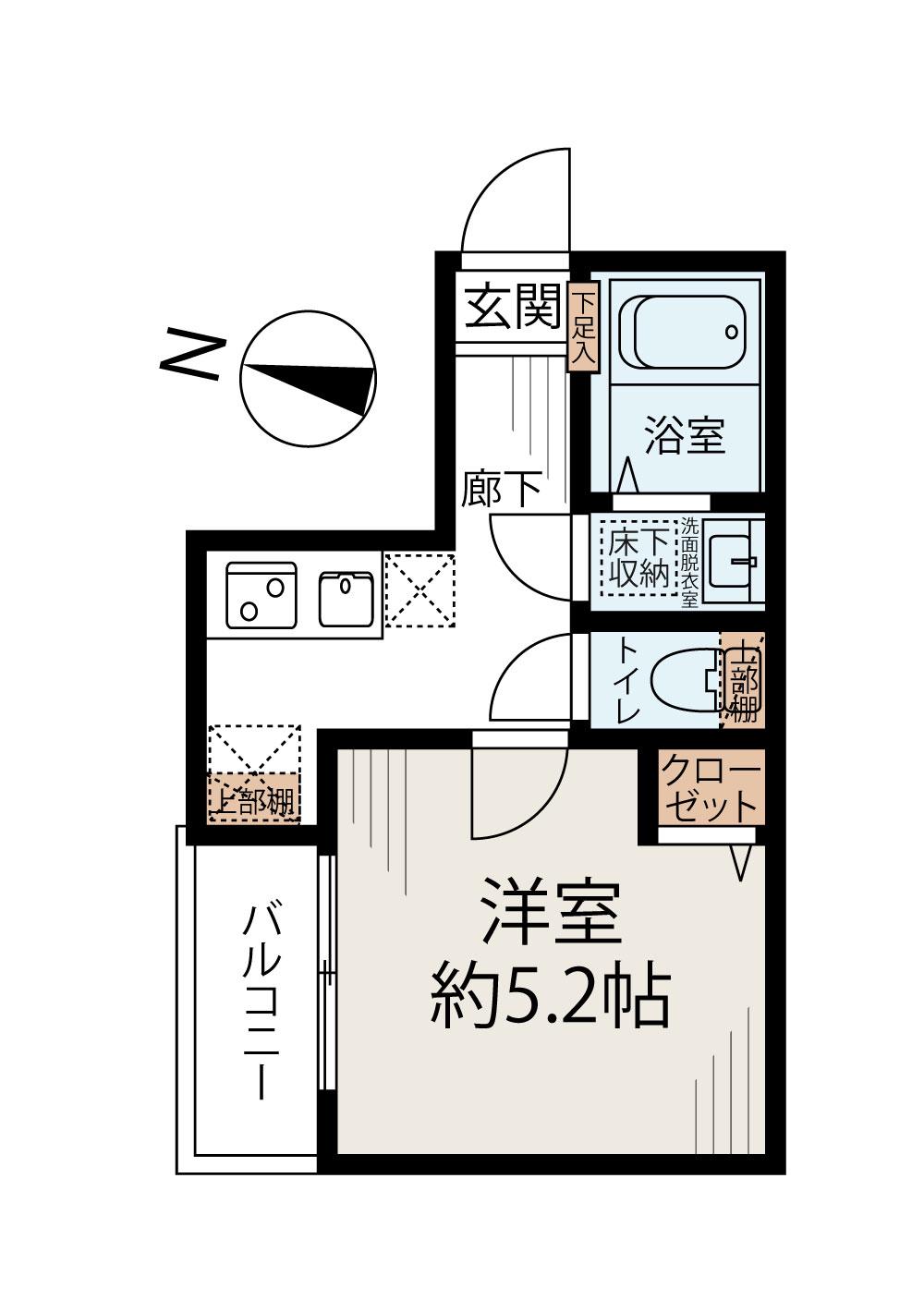 SOLARIA川口元郷(1K/2階)の間取り写真